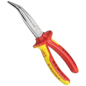 Ilgosios replės KNIPEX 200 mm, chromuotos, raudonos/geltonos