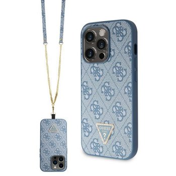 Guess dėklas iPhone 14 Pro telefonui Crossbody 4G Metal Logo, mėlynas