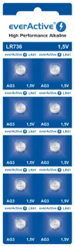 Šarminės baterijos everActive LR736 LR41 AG3 1.5V, 10 vnt.