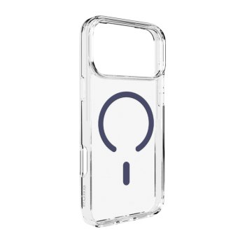 Puro Lite Mag dėklas, skirtas iPhone 17 Pro, skaidrus su mėlynu žiedu