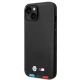 BMW dėklas iPhone 14 Plus telefonui Leather Stamp Tricolor, juodas