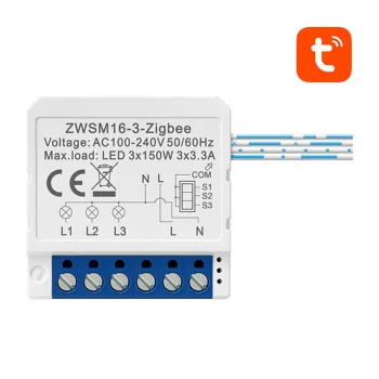 Išmanusis jungiklio modulis Avatto ZWSM16-W3, 3 kanalų ZigBee TUYA, baltas