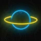 LED neoninis šviestuvas Forever Light SATURN, geltonas ir mėlynas
