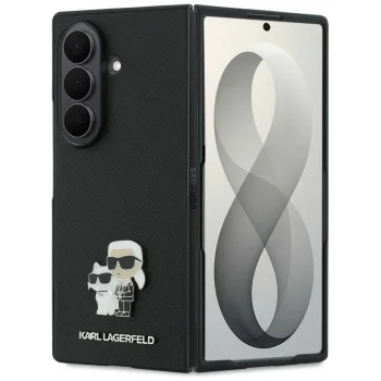 Karl Lagerfeld Saffiano Karl&Choupette Pin dėklas Samsung Galaxy Z Fold 8 Ultra, juodas