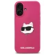 Karl Lagerfeld iPhone 16 dėklas Silicone Choupette Head MagSafe, fuksijų spalvos