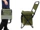 Folding Fishing and Camping Chair with Cooler Bag, Khaki Green