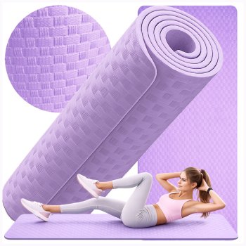 Storas jogos ir pilateso kilimėlis 180x60 cm (1 cm), violetinis