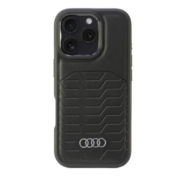 Audi Synthetic Leather MagSafe dėklas telefonui iPhone 16 Pro, juodas