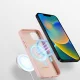 Dux Ducis Grit dėklas iPhone 14 Plus, eko oda, MagSafe, rožinis