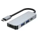 USB-C šakotuvas Tech-Protect V2 4in1 (HDMI, USB 3.0, USB 2.0, USB-C), pilkas