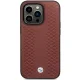 BMW Leather Diamond Pattern Case for iPhone 14 Pro Max, Burgundy