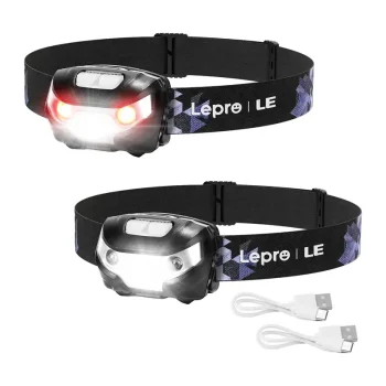 LEPRO 3200008-2 įkraunamas galvos žibintuvėlis 300 lm, 2 vnt., juodas