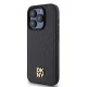 DKNY Leather Monogram dėklas iPhone 15 Pro telefonui su MagSafe, juodas