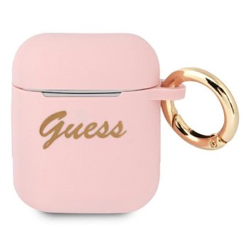 Guess Silicone Vintage dėklas AirPods 1/2, rožinis