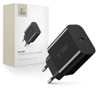 Tech-Protect NC20W USB-C PD20W įkroviklis, juodas