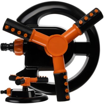 Gardlov 3-Arm Rotating Garden Sprinkler, Black/Orange