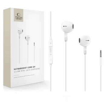 Tech-Protect Ultraboost Core G4 laidinės ausinės, 3.5mm, baltos