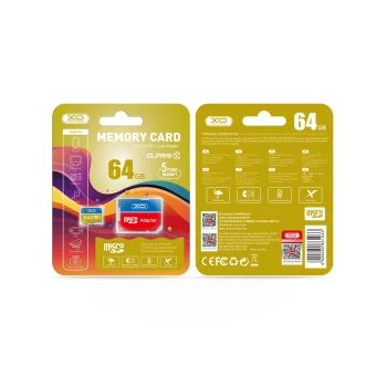 XO 64GB microSDXC Class 10 Memory Card with Adapter, Yellow
