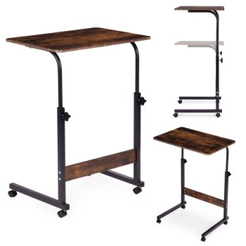 ModernHome Mobile Laptop Table, Adjustable Height, Walnut