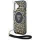 Guess HC IML Leopard Triangle Cord Strap MagSafe dėklas iPhone 16, rudas
