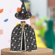 Wizard Halloween Costume Set (Cape + Hat) Black with Gold Stars