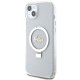 Guess Ring Stand Script Glitter MagSafe dėklas iPhone 15 / 14 Plus, skaidrus