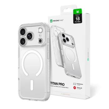 Dėklas AmazingThing Titan Pro Lens, skirtas iPhone 18 Pro Max, su MagSafe ir kameros apsauga, skaidrus