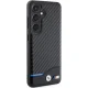 BMW dėklas Samsung Galaxy S24 telefonui Leather Carbon, juodas