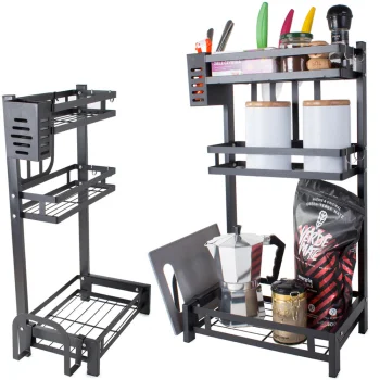 Three-Tier Kitchen Shelf Organizer Loft, Black