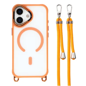 „iPhone 17“ dėklas su dirželiu ir „MagSafe“ stovu, Oranžinis