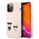 Karl Lagerfeld Silicone Karl & Choupette MagSafe dėklas, skirtas iPhone 13 Pro Max, rožinis
