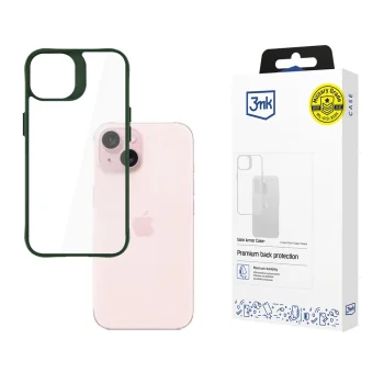 3MK Satin Armor Case+ dėklas Apple iPhone 15 telefonui, skaidrus ir žalias