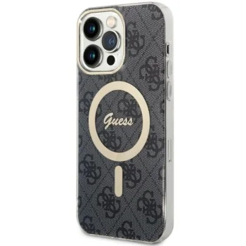 Guess dėklas iPhone 14 Pro Max telefonui 4G MagSafe, juodas