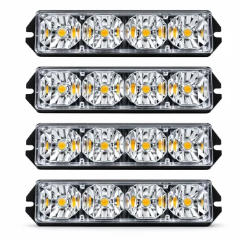 LED švyturėlių rinkinys sunkvežimiams 4 vnt. 12V, 10 režimų, gintarinė