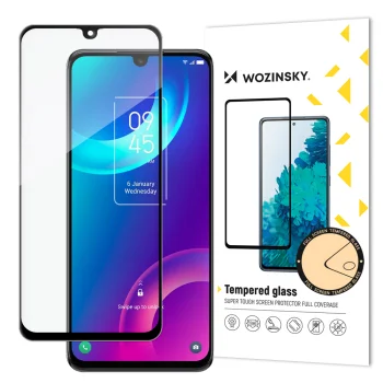 Apsauginis stiklas Wozinsky Full Glue telefonui TCL 30 5G, juodas rėmelis