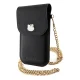 Hello Kitty Leather Metal Logo Chain rankinė išmaniajam telefonui, juoda