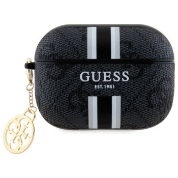Guess AirPods Pro 2 dėklas 4G Printed Stripes Charm, juodas