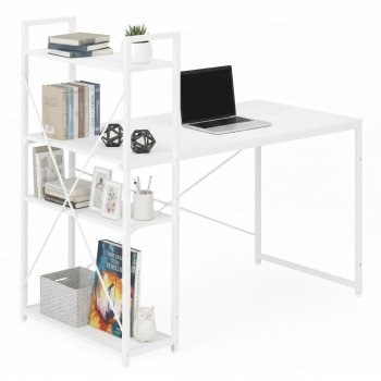 Modernhome kompiuterio stalas su 3 lentynomis, 120x60 cm, baltas