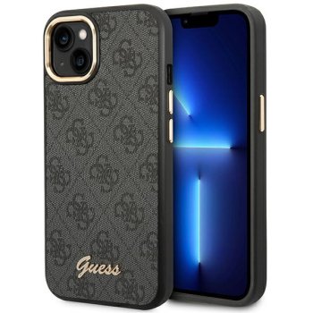 Guess iPhone 14 Case 4G Vintage Gold Logo, Black
