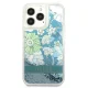 Guess Flower Liquid Glitter dėklas iPhone 13 Pro / 13 žalias