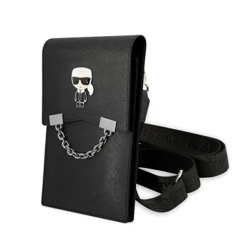 Karl Lagerfeld Ikonik Karl Chain krepšelis telefonui, juodas