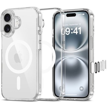 Tech-Protect Flexair Hybrid CC MagSafe dėklas iPhone 16, skaidrus