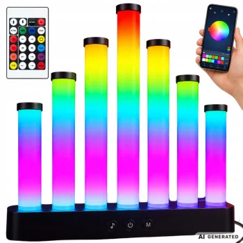 RGB LED Standing Lamp Equalizer 7 Columns USB Music Sync
