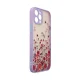 Dėklas iPhone 12 Pro Max Design Case su gėlių raštu, skaidrus ir violetinis