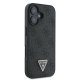 „Guess“ dėklas „iPhone 16“ „Leather Metal Logo Strass Crossbody“, juodas