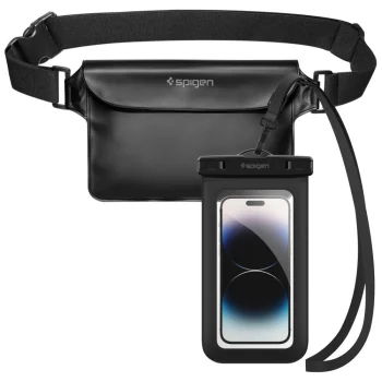 Spigen A621 universalus vandeniui atsparus dėklas ir krepšelis, juodas