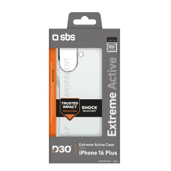 SBS Extreme Active D3O dėklas telefonui iPhone 16 Plus, skaidrus