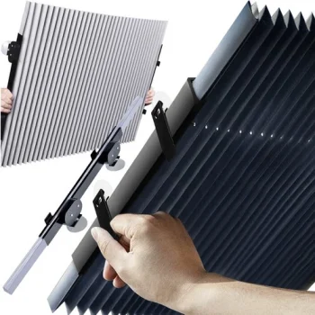 Iso Trade Universal Car Windshield Sunshade Blind, 150 x 65 cm, Black/Grey