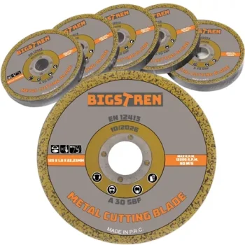 Bigstren metalo pjovimo diskai 125 x 1.0 mm kampiniam šlifuokliui, 50 vnt.