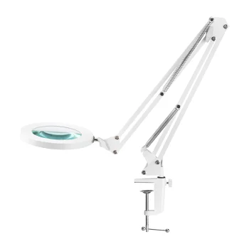 Glow 308 LED padidinimo lempa su stalo laikikliu, balta
